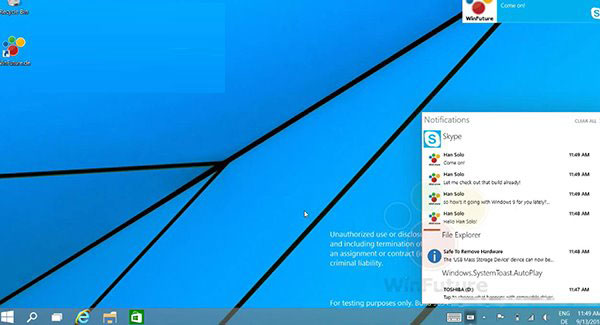 類似WP8.1！Win9通知中心演示視頻曝光